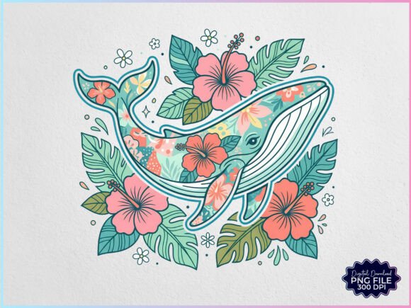 Download Summer Beach Tropical Whale Floral PNG - Floral png Collection