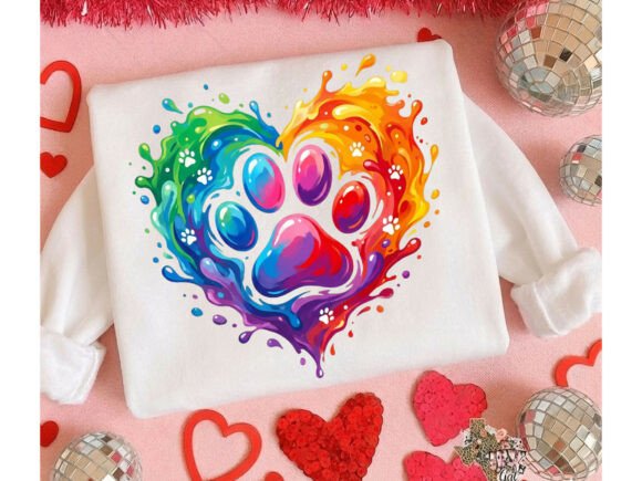 Download Dog Mama Colorful Paw Heart Tshirt Png - Heart tshirt png Collection