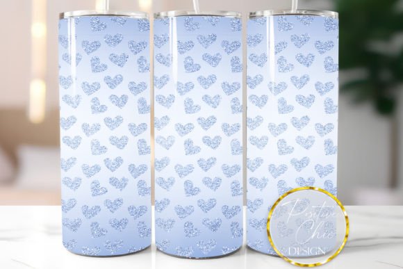 Download Glitter Blue Hearts Tumbler Wrap 20 Oz - Blue hearts Collection