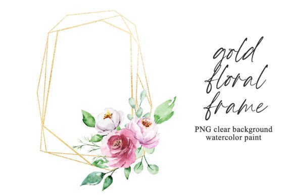 Download Floral Gold Geometric Frame with Flowers - Old Collection