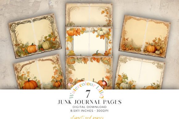 Download Autumn Pumpkin Junk Journal BiFold Pages - Old Collection
