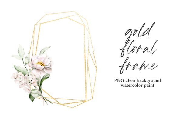 Download Floral Gold Geometric Frame with Flowers - Old Collection