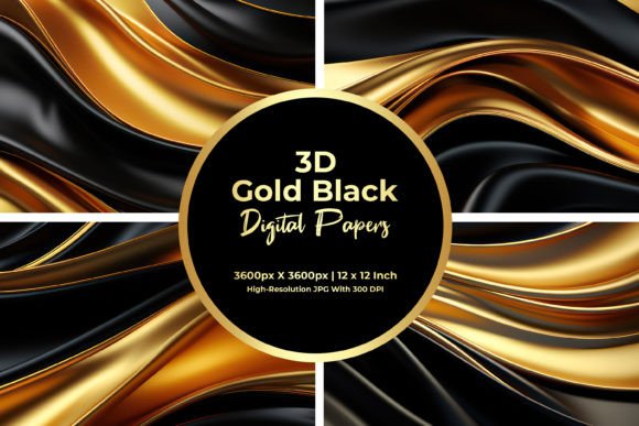 Download 3D Gold Black Digital Paper - Old Collection