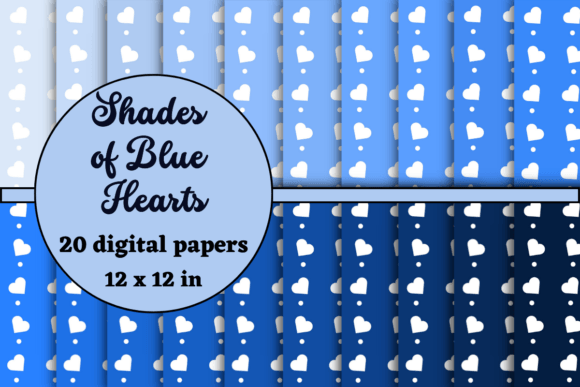 Download Shades of Blue Hearts Digital Papers - Blue hearts Collection