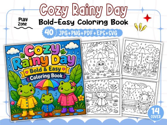 Download Bold Easy Cozy Rainy Day Coloring Book - Old Collection