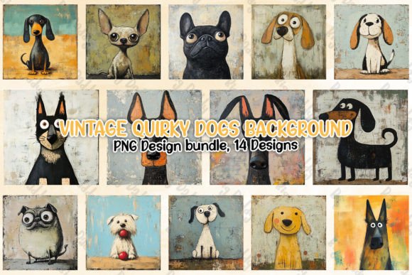 Download Vintage Quirky Dogs Background Clipart - Premium Resources