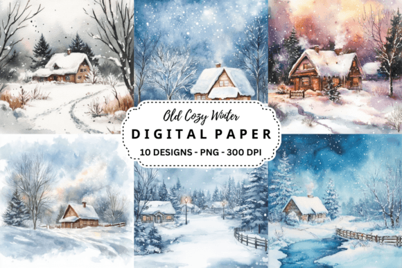 Download Watercolor Old Cozy Winter Background - Old Collection
