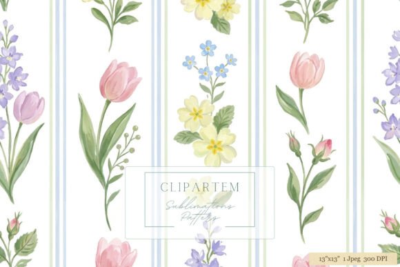Download Spring Floral Stripe Watercolor Pattern - Watercolor pattern Collection