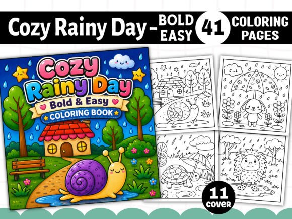 Download Cozy Rainy Day Bold &amp; Easy Coloring Book - Old Collection