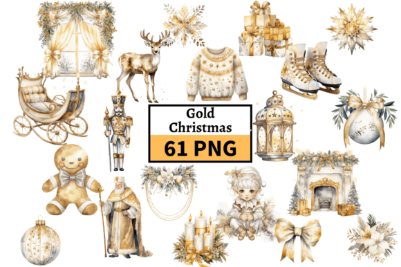 Download Gold Christmas Illustrations Clipart PNG - Old Collection