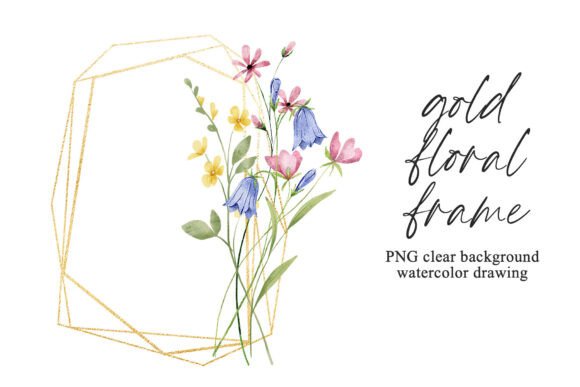 Download Floral Gold Geometric Frame Wildflowers. - Old Collection