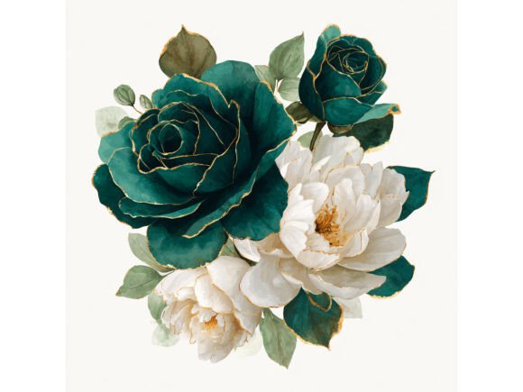 Download 14 JPG Emerald Gold Floral Set - Old Collection