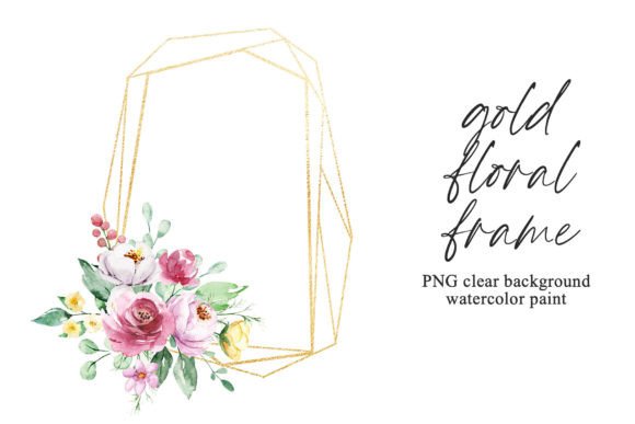 Download Floral Gold Geometric Frame with Flowers - Old Collection