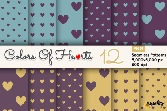 Download Sea Blue Hearts Patterns Set - Blue hearts Collection