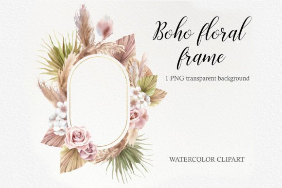 Download Watercolor Boho Gold Floral Frame PNG - Old Collection