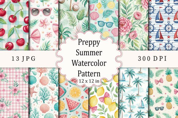 Download Preppy Summer Watercolor Pattern - Premium Resources