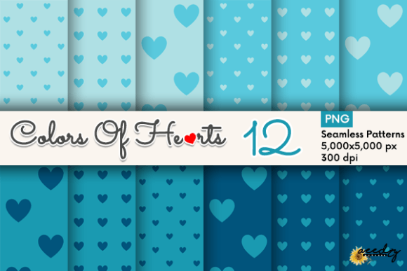 Download Blue Hearts Patterns Set - Blue hearts Collection