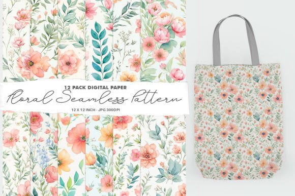 Download DIgital Paper Flower Watercolor Pattern - Watercolor pattern Collection