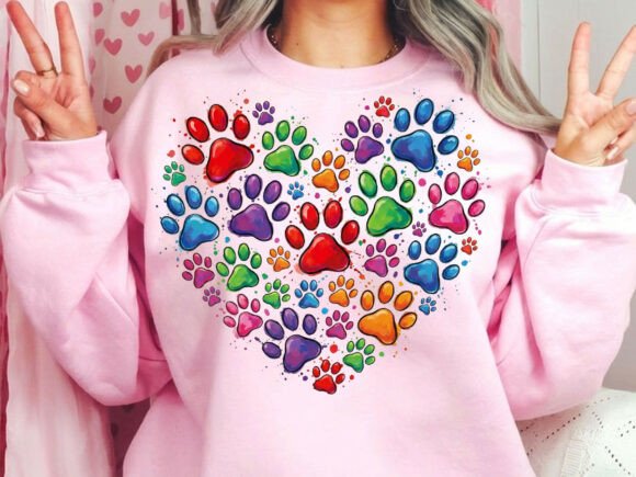 Download Dog Mama Colorful Paw Heart Tshirt Png - Heart tshirt png Collection