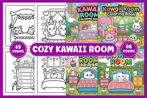 Download Bold Easy Cozy Kawaii Room Coloring Book - Old Collection