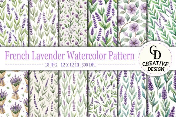 Download French Lavender Watercolor Pattern - Watercolor pattern Collection