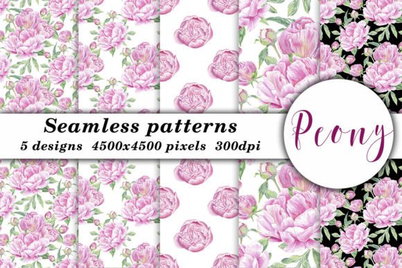 Download Peony Rose Flower Watercolor Pattern JPG - Watercolor pattern Collection