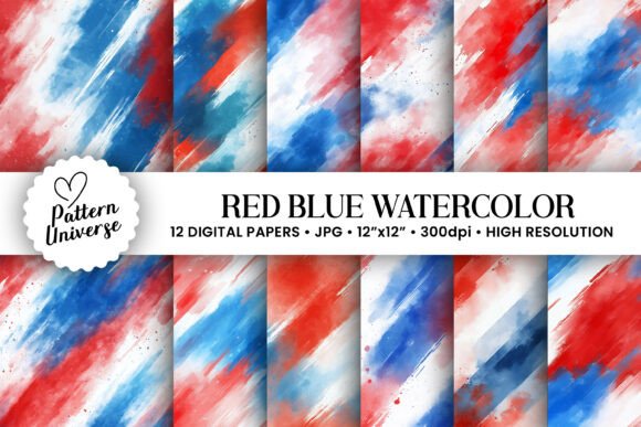 Download Red Blue White Watercolor Pattern - Watercolor pattern Collection