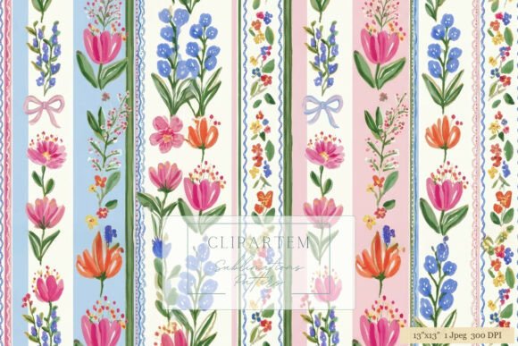 Download Floral Stripe Watercolor Pattern Design - Watercolor pattern Collection