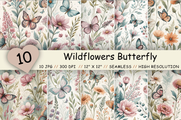 Download Wildflowers Butterfly Watercolor Pattern - Premium Resources