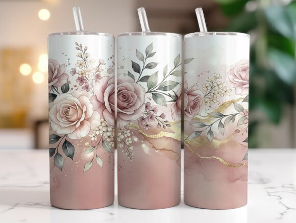 Download Blush Rose Gold Floral 20oz Tumbler Wrap - Old Collection