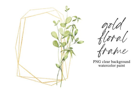 Download Floral Gold Geometric Frame with Leaves. - Old Collection