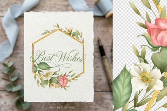 Download Hexagonal Gold Floral Frame PNG - Old Collection