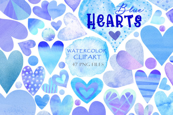 Download Watercolor Blue Hearts - Blue hearts Collection